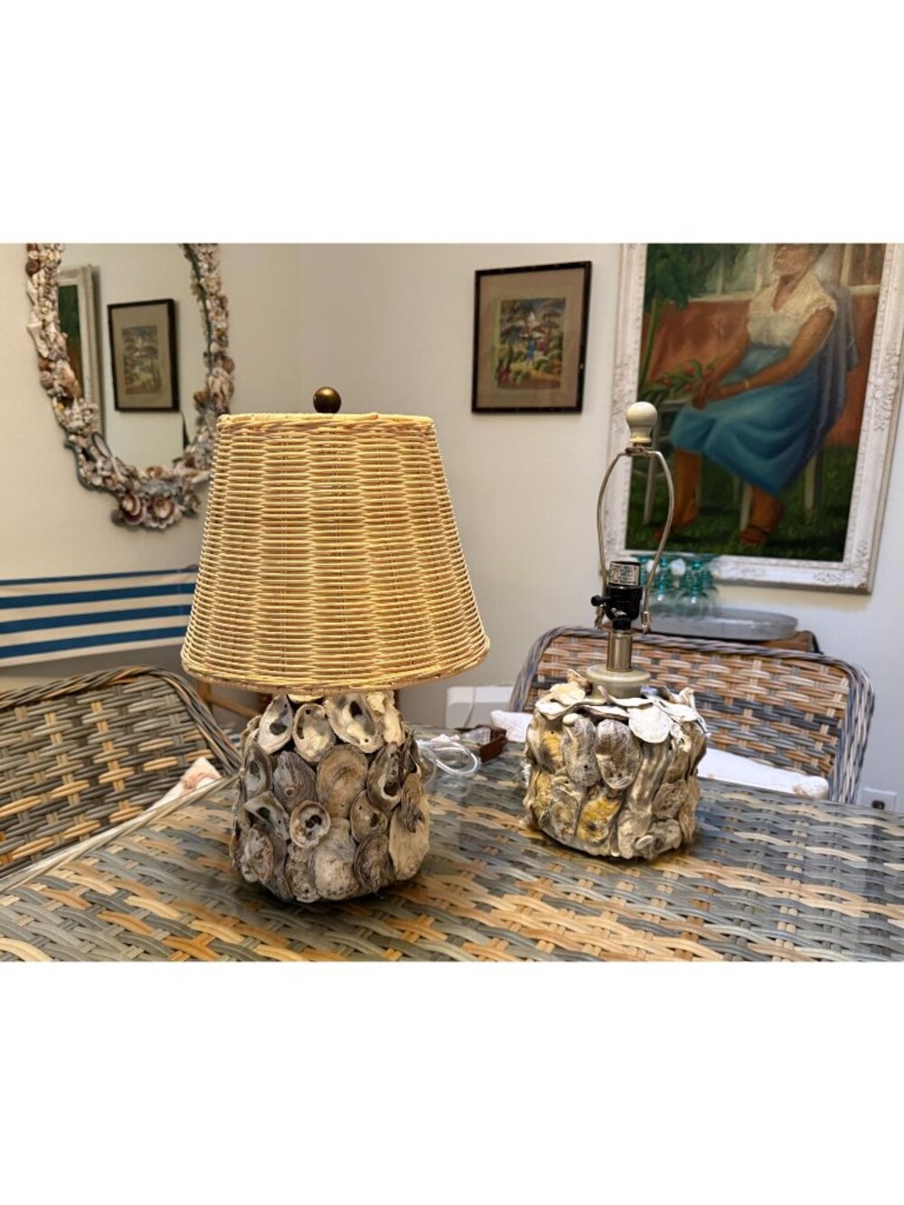 Coastal Living ~ Table Lamp ~ Oyster Shell Base ~ Artisan Crafted ~ #2